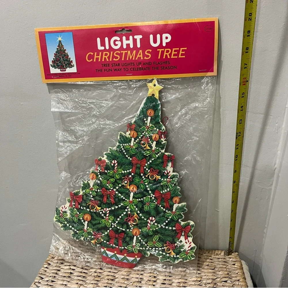 NEW VINTAGE RETRO‎ BEISTLE  Light Up CHRISTMAS TREE 1995 16.5” HANGING CARDBOARD